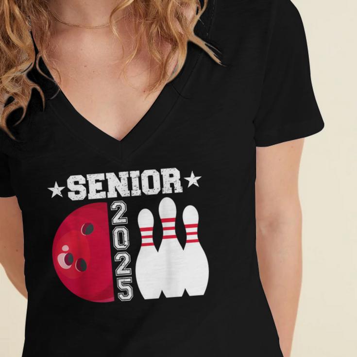 Senior 2025 Bowling Player Class Of 2025 Graduation Seniors Women's Jersey Short Sleeve Deep V-Neck Tshirt