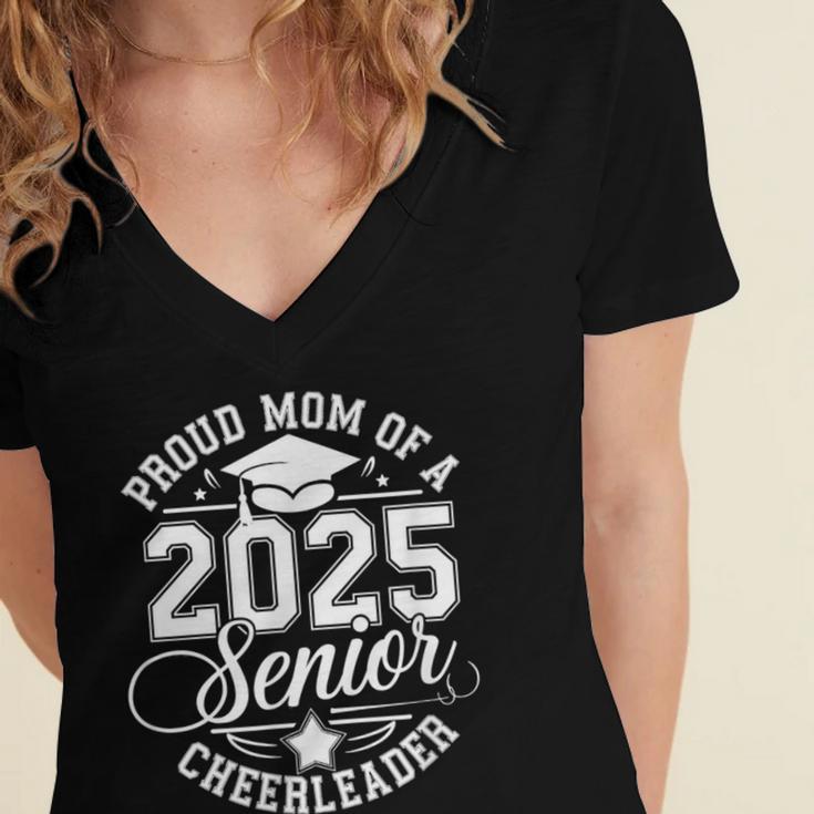 Senior 2025 Cheer Team Mom High School Graduation Outfit Women's Jersey Short Sleeve Deep V-Neck Tshirt