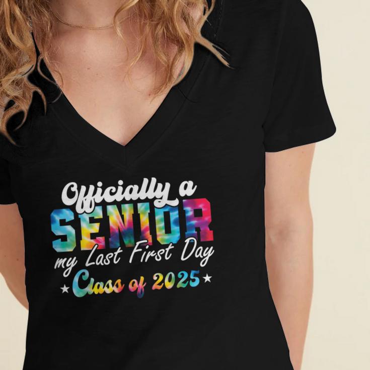 Senior 2025 Graduation My Last First Day Of Class Of 2025 Women's Jersey Short Sleeve Deep V-Neck Tshirt