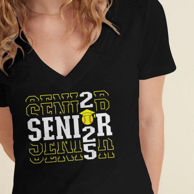 Senior 2025 Softball Class Of 2025 Graduation Women's Jersey Short Sleeve Deep V-Neck Tshirt