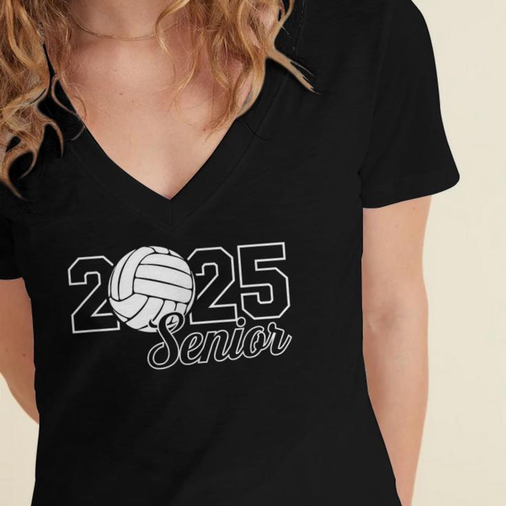 Senior 2025 Volleyball Mom High School Graduation Outfit Pro Women's Jersey Short Sleeve Deep V-Neck Tshirt