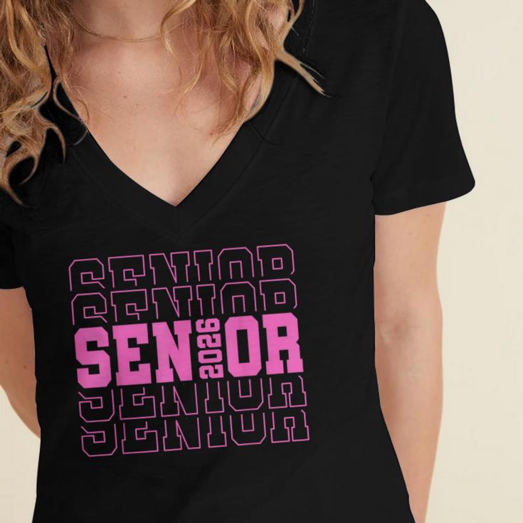 Senior 2026 Class Of 2026 Boys Girls Matching Graduation Women's Jersey Short Sleeve Deep V-Neck Tshirt