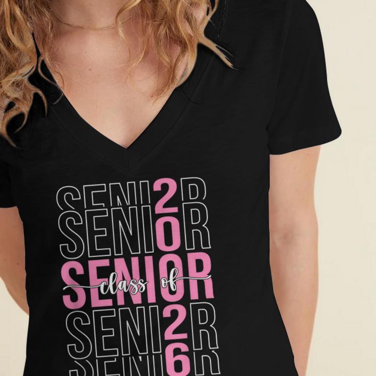 Senior 2026 Class Of 2026 Seniors Graduation 2026 Girl Women Women's Jersey Short Sleeve Deep V-Neck Tshirt