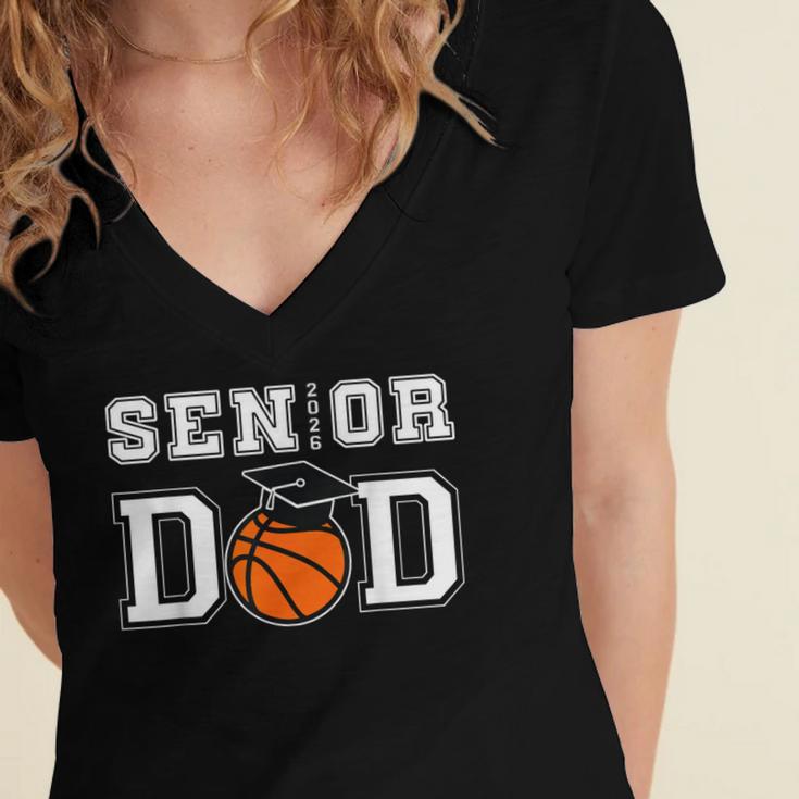 Senior 2026 Dad Basketball Graduation Women's Jersey Short Sleeve Deep V-Neck Tshirt
