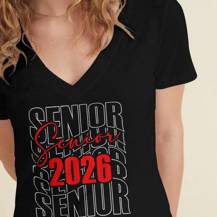 Senior 2026 Retro Class Of 2026 Graduation For Students Women's Jersey Short Sleeve Deep V-Neck Tshirt