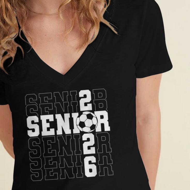 Senior 2026 Soccer Player Class Of 2026 Senior Graduation Women's Jersey Short Sleeve Deep V-Neck Tshirt