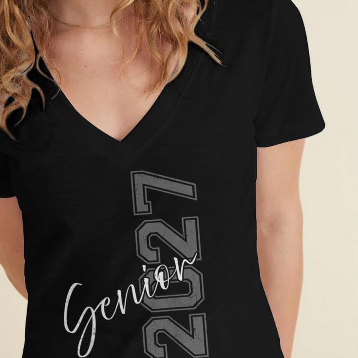 Senior 2027 Class Of 2027 Shirt Graduation Women's Jersey Short Sleeve Deep V-Neck Tshirt