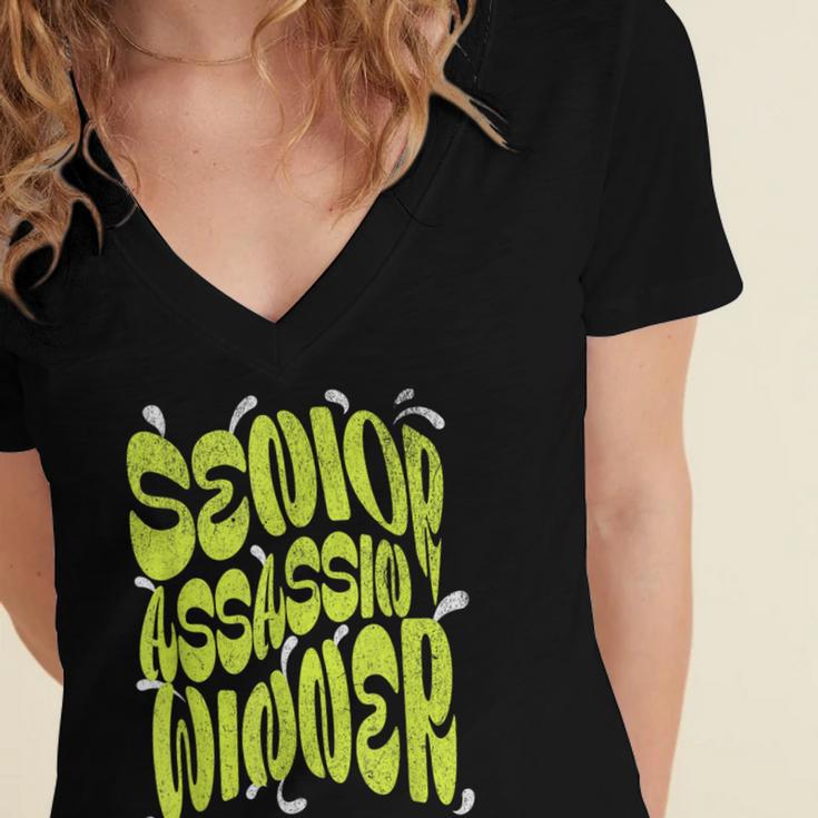 Senior Assassin Winner School Graduation Water Game Women's Jersey Short Sleeve Deep V-Neck Tshirt
