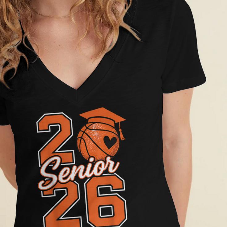 Senior Basketball Class Of 2026 Crew Basketball Graduation Women's Jersey Short Sleeve Deep V-Neck Tshirt