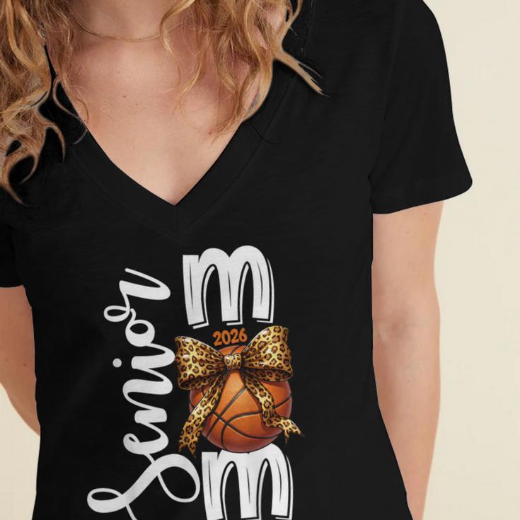 Senior Basketball Mom Class Of 2026 Player Graduation Grad Women's Jersey Short Sleeve Deep V-Neck Tshirt