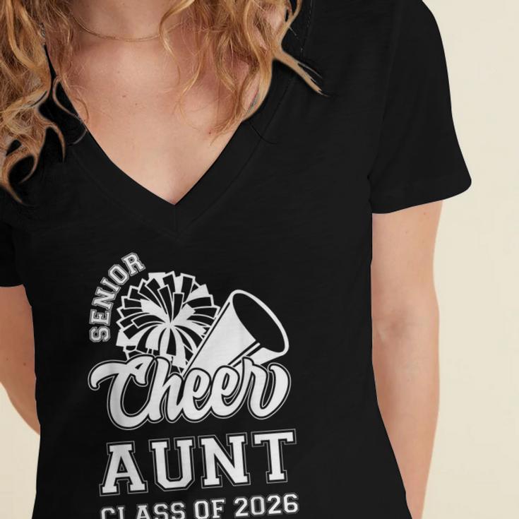 Senior Cheerleader Aunt Cheer Class Of 2026 Graduation Women Women's Jersey Short Sleeve Deep V-Neck Tshirt