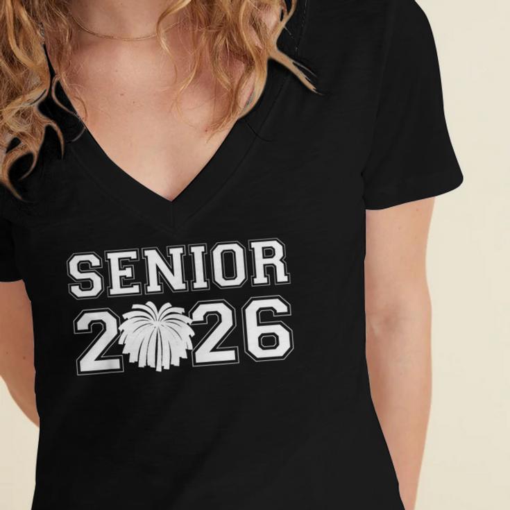 Senior Cheerleader Cheer Class Of 2026 Graduation Graduate Women's Jersey Short Sleeve Deep V-Neck Tshirt