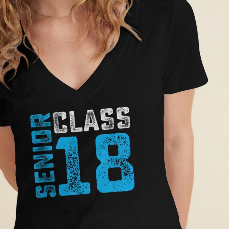 Senior Class 18 Shirt Graduation Apparel T-Shirt Women's Jersey Short Sleeve Deep V-Neck Tshirt