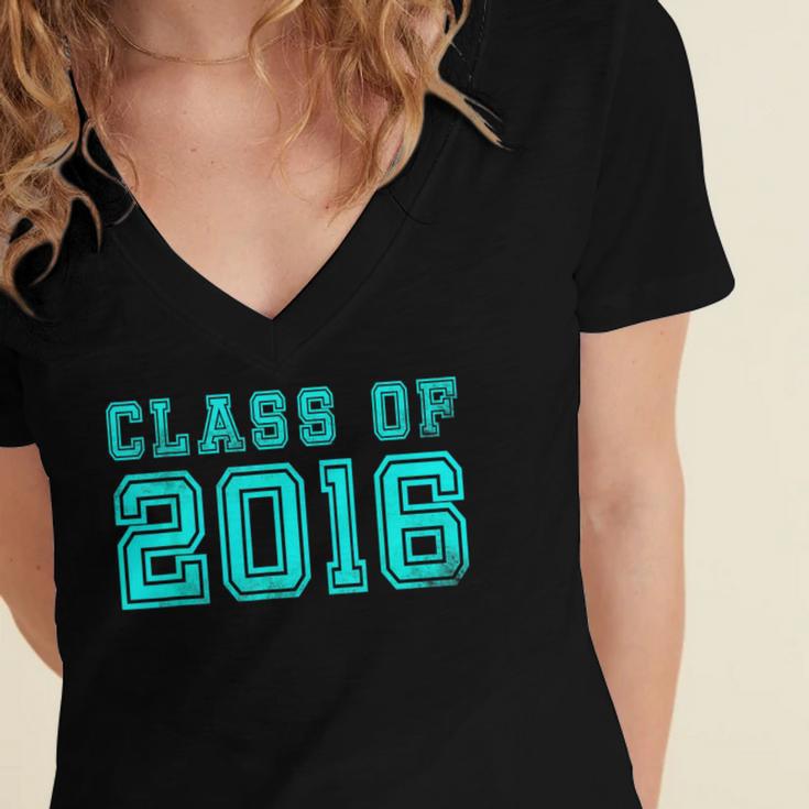 Senior Class Of 2016 GraduationShirt For Her Or Him Women's Jersey Short Sleeve Deep V-Neck Tshirt