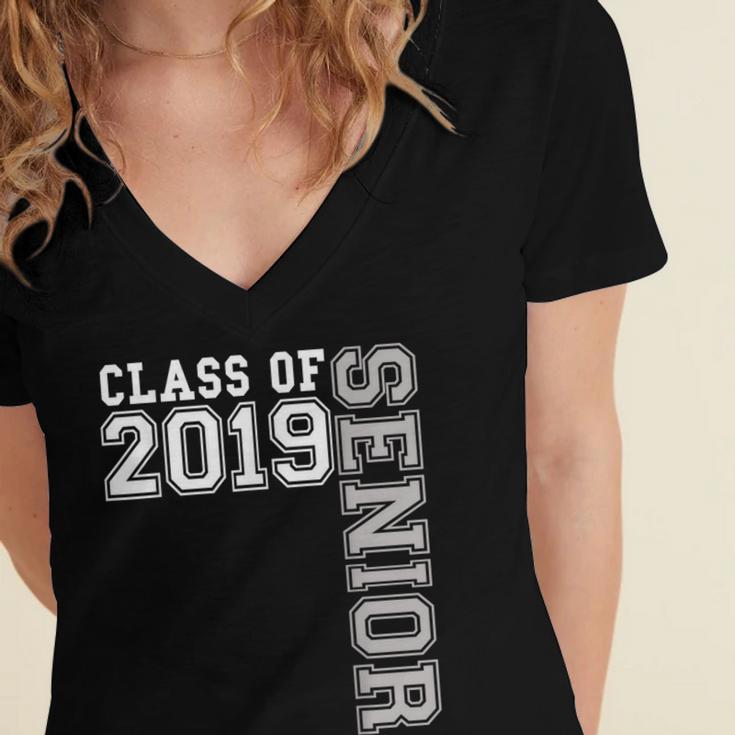 Senior Class Of 2019 19 Shirt High School Graduation Women's Jersey Short Sleeve Deep V-Neck Tshirt
