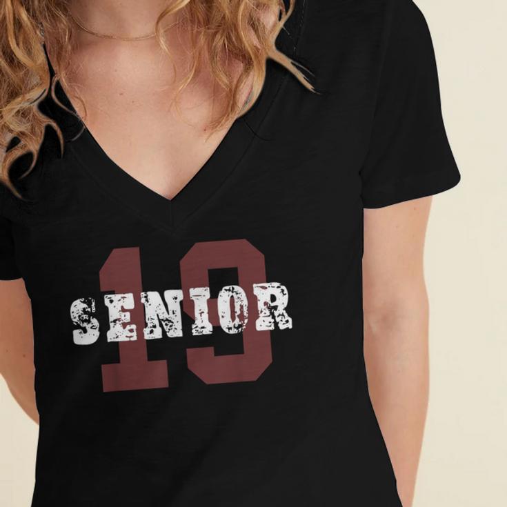 Senior Class Of 2019 Graduation Graduate School Women's Jersey Short Sleeve Deep V-Neck Tshirt