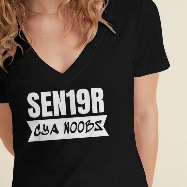 Senior Class 2019 Shirt High School Graduation Geek Women's Jersey Short Sleeve Deep V-Neck Tshirt