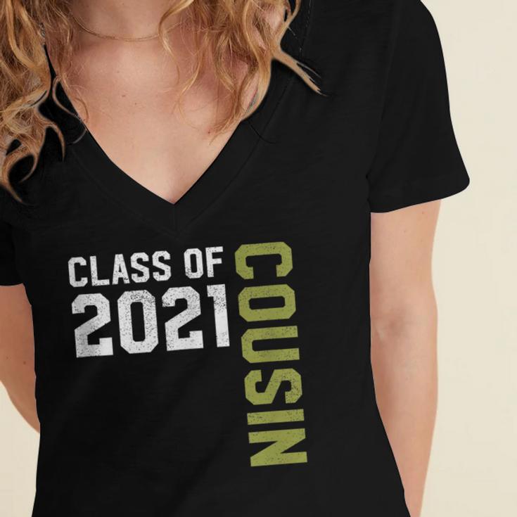 Senior Class Of 2021 Cousin Graduation Women's Jersey Short Sleeve Deep V-Neck Tshirt