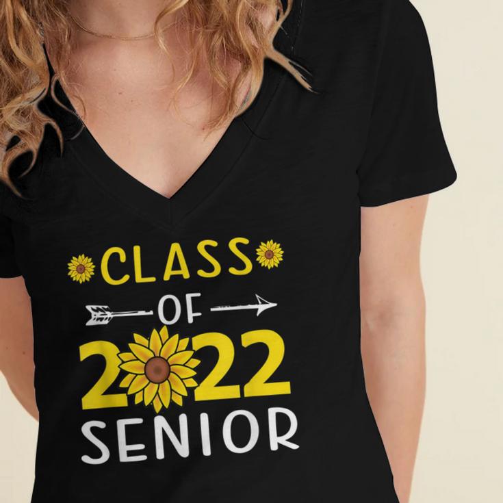 Senior Class Of 2022 Sunflower Graduation Seniors 22 Women's Jersey Short Sleeve Deep V-Neck Tshirt