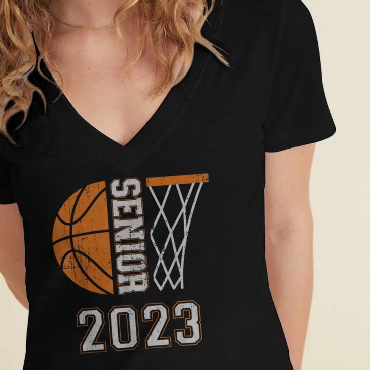 Senior Class Of 2023 Graduation Basketball Team Graduate Women's Jersey Short Sleeve Deep V-Neck Tshirt