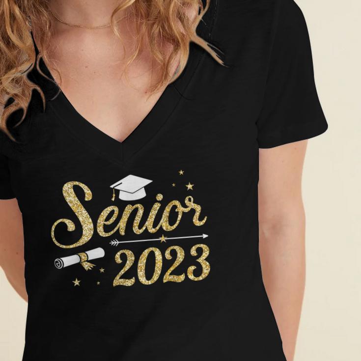 Senior Class Of 2023 Graduation Graduate Women's Jersey Short Sleeve Deep V-Neck Tshirt