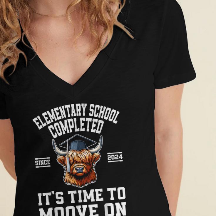 Senior Class Of 2024 Elementary School Graduation Women's Jersey Short Sleeve Deep V-Neck Tshirt