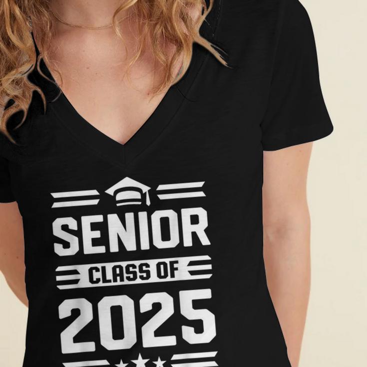 Senior Class Of 2025 Shirt High School Graduation 2025 Women's Jersey Short Sleeve Deep V-Neck Tshirt