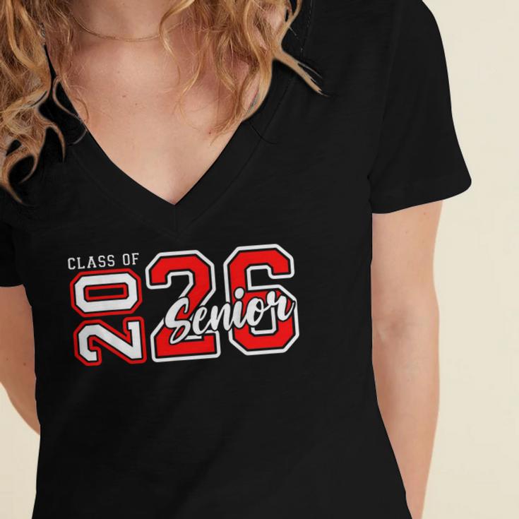 Senior Class Of 2026 Graduation Back To School Senior 26 Women's Jersey Short Sleeve Deep V-Neck Tshirt
