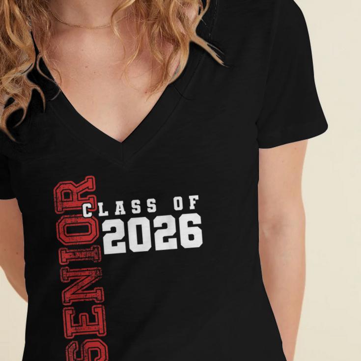 Senior Class Of 2026 Graduation Grad 26 Women's Jersey Short Sleeve Deep V-Neck Tshirt
