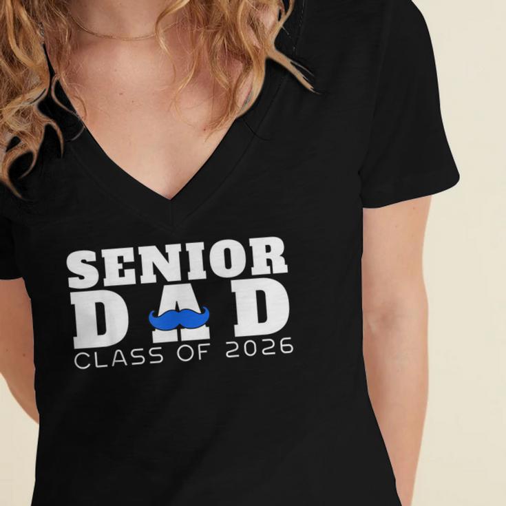 Senior Dad 2026 Class Of 2026 Graduation Women's Jersey Short Sleeve Deep V-Neck Tshirt