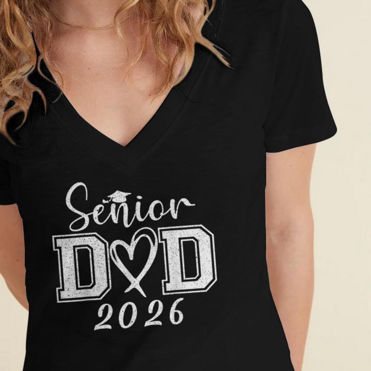 Senior Dad 2026 Graduation Class Of 2026 Men Daddy Father Women's Jersey Short Sleeve Deep V-Neck Tshirt