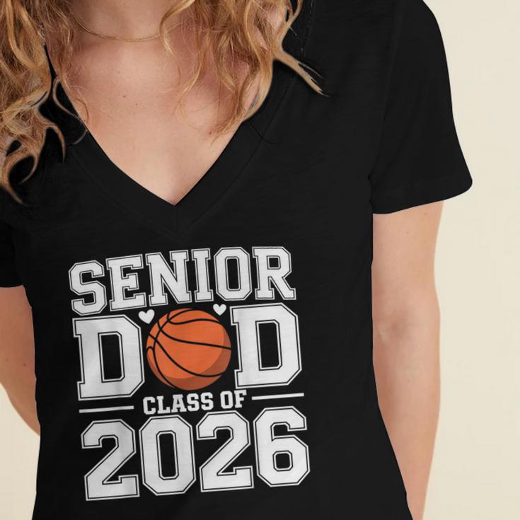Senior Dad Class Of 2026 Cute Basketball Dad Graduation 2026 Women's Jersey Short Sleeve Deep V-Neck Tshirt