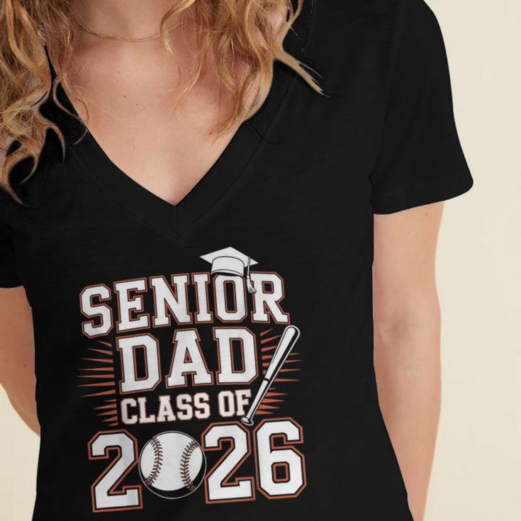 Senior Dad Class Of 2026 Graduate Baseball 2026 Graduation Women's Jersey Short Sleeve Deep V-Neck Tshirt