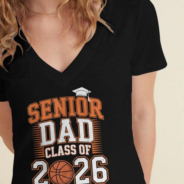 Senior Dad Class Of 2026 Graduate Basketball Graduation 2026 Women's Jersey Short Sleeve Deep V-Neck Tshirt