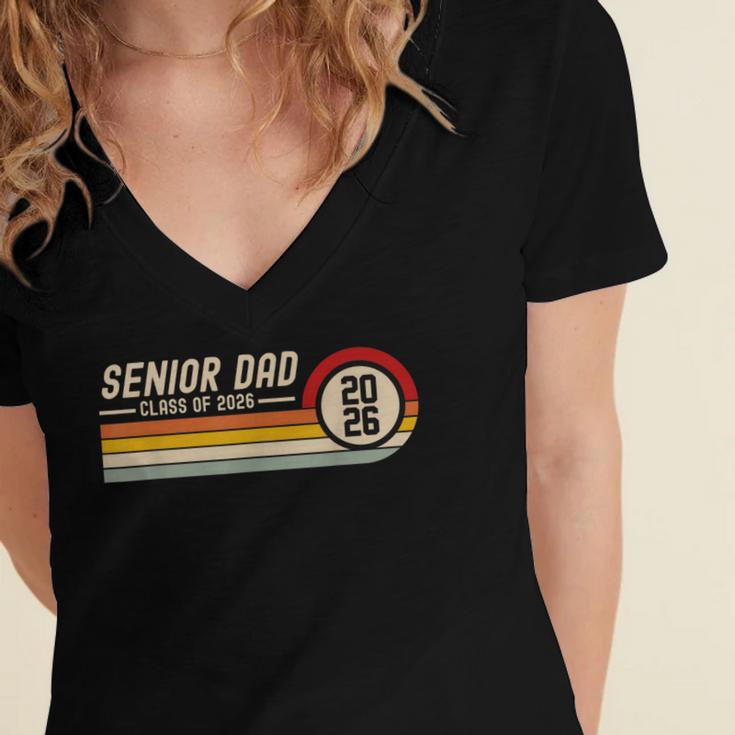 Senior Dad Class Of 2026 Graduation 2026 Graduate Vintage Women's Jersey Short Sleeve Deep V-Neck Tshirt