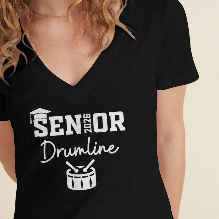 Senior Drumline Class Of 2026 Marching Band Graduation Women's Jersey Short Sleeve Deep V-Neck Tshirt