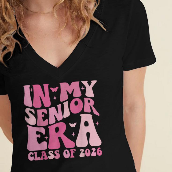 In My Senior Era Class Of 2026 Retro Senior 2026 Graduation Women's Jersey Short Sleeve Deep V-Neck Tshirt
