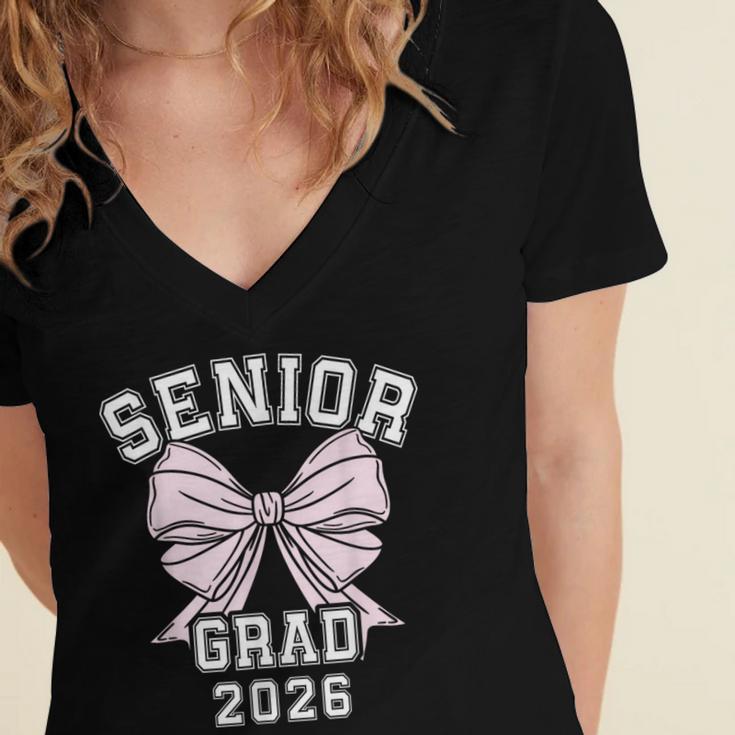Senior Grad 2026 Class Of 2026 Senior Graduation 2026 Women's Jersey Short Sleeve Deep V-Neck Tshirt