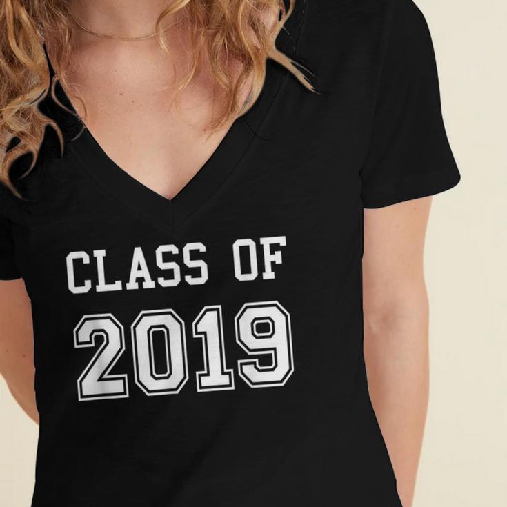 Senior Graduation Class Of 2019 GraduateShirt Women's Jersey Short Sleeve Deep V-Neck Tshirt
