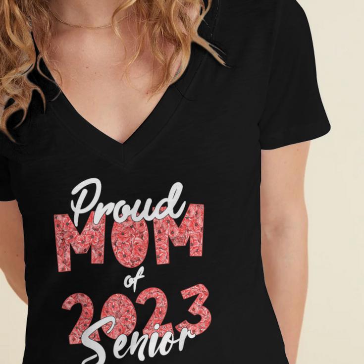 Senior Graduation Class Of 2023 Proud Mom Of 2023 Senior Women's Jersey Short Sleeve Deep V-Neck Tshirt