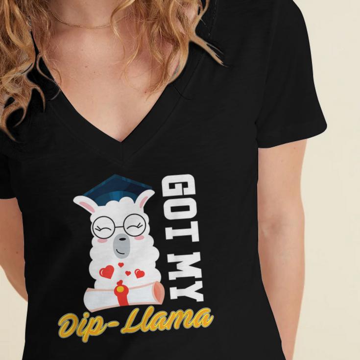 Senior Graduation TShirt 2019 Got My Dip-Llama Diploma Shirt Women's Jersey Short Sleeve Deep V-Neck Tshirt