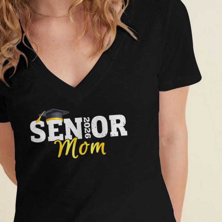Senior Mom 2026 Class Of 2026 Graduation 26 Family Matching Women's Jersey Short Sleeve Deep V-Neck Tshirt
