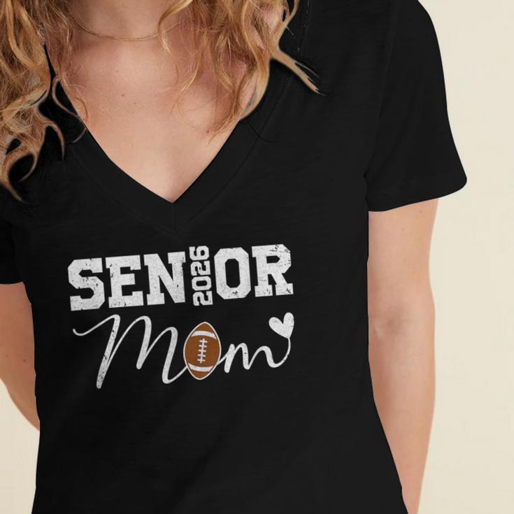 Senior Mom 2026 Football Mommy Class Of 2026 Graduation Women's Jersey Short Sleeve Deep V-Neck Tshirt