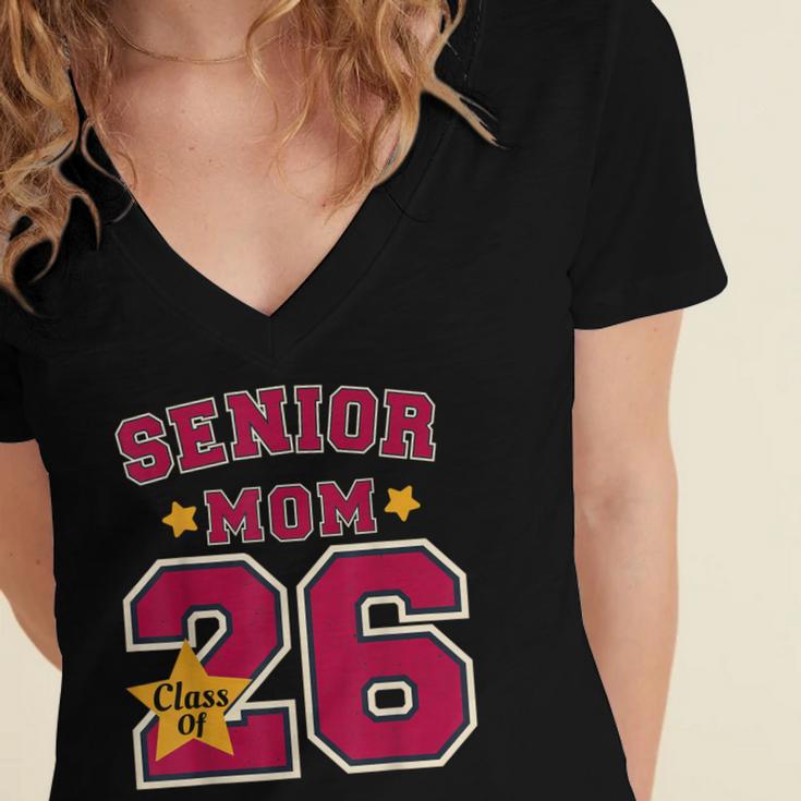 Senior Mom 2026 Proud Senior Mom Class Of 26 For Graduation Women's Jersey Short Sleeve Deep V-Neck Tshirt