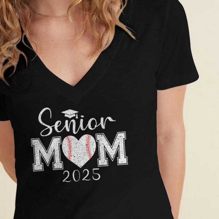 Senior Mom Baseball 2025 Class Of 2025 Graduation Women's Jersey Short Sleeve Deep V-Neck Tshirt