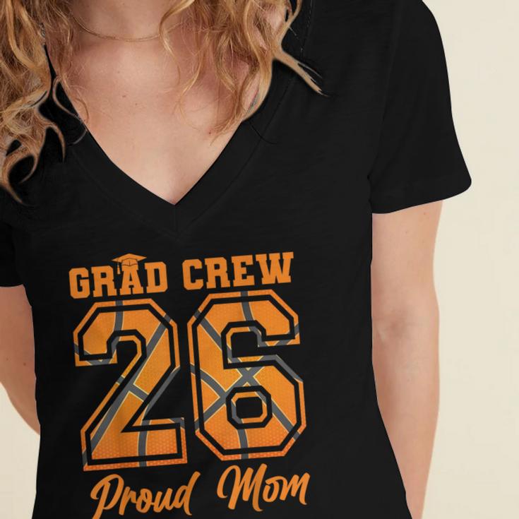 Senior Mom Class Of 2026 Basketball Mom Graduation Women's Jersey Short Sleeve Deep V-Neck Tshirt