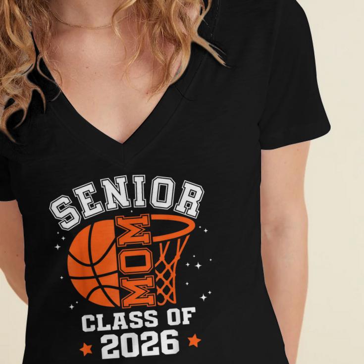 Senior Mom Class Of 2026 Basketball Graduation Women's Jersey Short Sleeve Deep V-Neck Tshirt