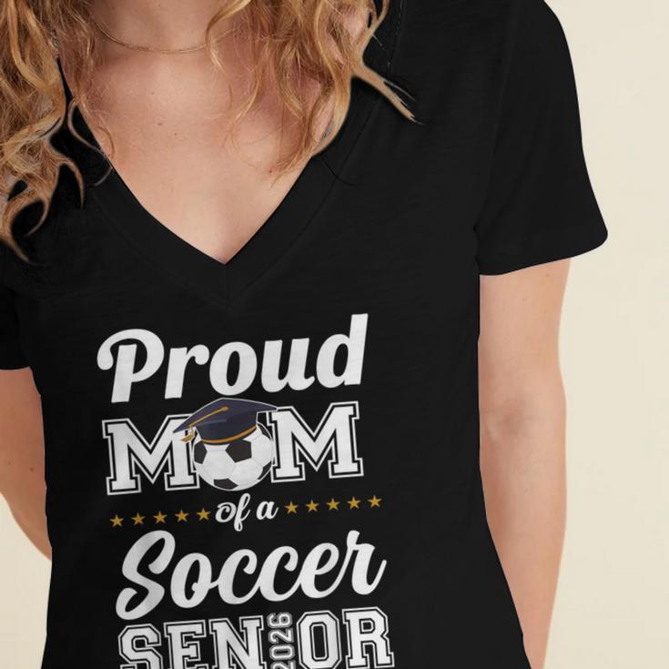 Senior Mom Class Of 2026 Soccer Mom Graduation Women's Jersey Short Sleeve Deep V-Neck Tshirt