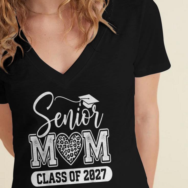 Senior Mom Class Of 2027 Senior Mama 2027 Graduation Women's Jersey Short Sleeve Deep V-Neck Tshirt