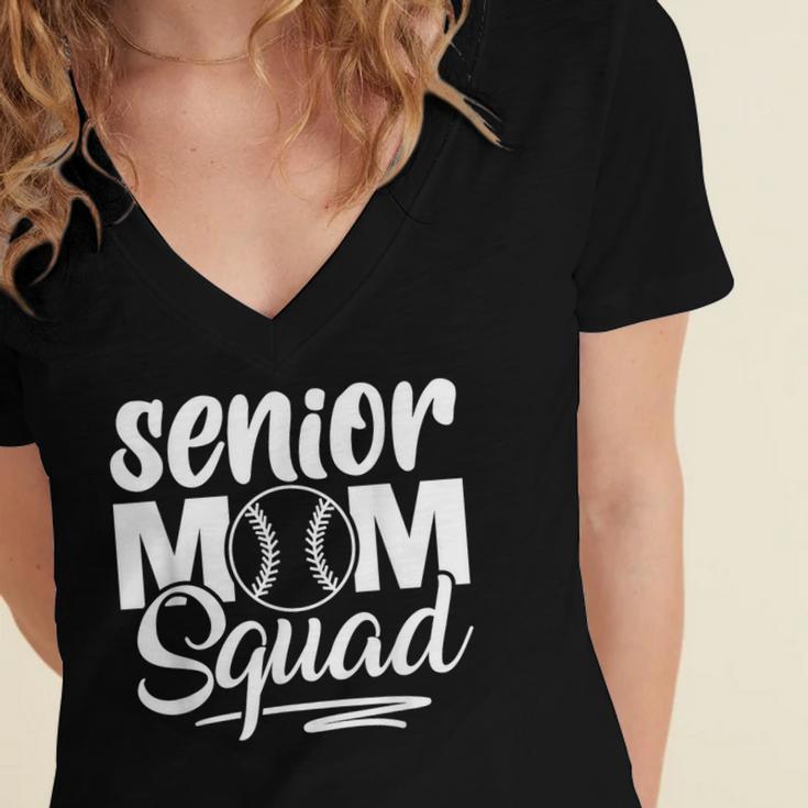 Senior Mom Squad Baseball Class Of 2023 Graduation Women's Jersey Short Sleeve Deep V-Neck Tshirt